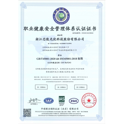 職業(yè)健康安全管理體系認(rèn)證證書